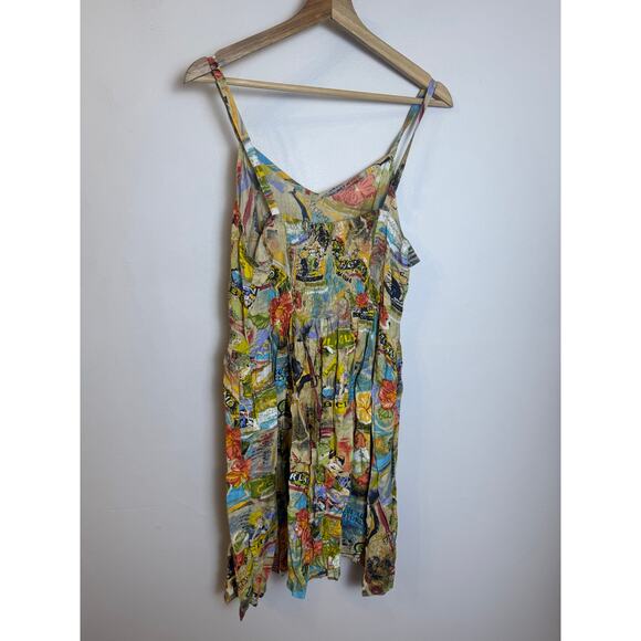 Vintage Rayon Funky Print Strappy Mini Dress Women’s - Picture 4 of 6